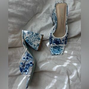 Betsey Johnson White and Blue Heels